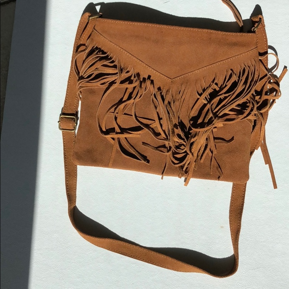 Suede Retro Crossbody Purse w Fringes